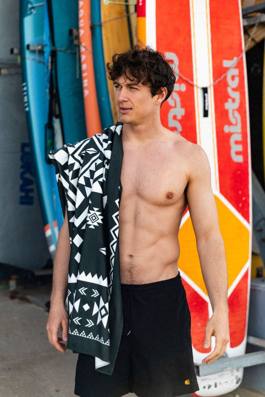 OneZipper Black Beach Towel