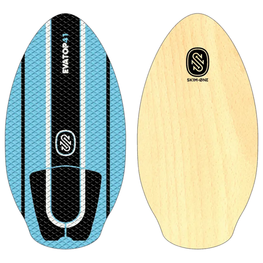 Skim One 41-inch EVA skimboard with blue EVA deck and wood base, available in Cyprus